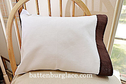 Baby Pillowcases 13 by 17 White with Brown. Set of 2 - Click Image to Close
